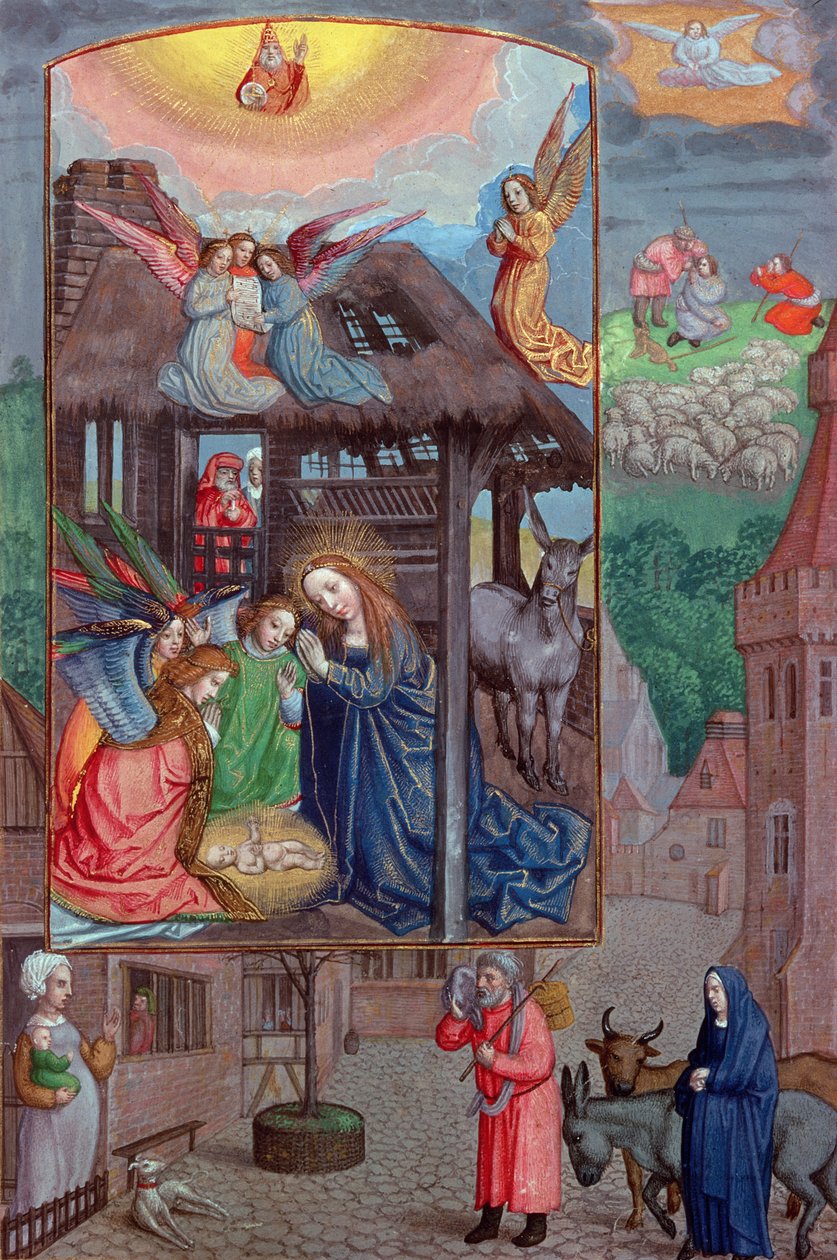 Codex Ser Nov 2844 Narození Krista, z Rothschildovy modlitební knihy (vellum) od Flemish School