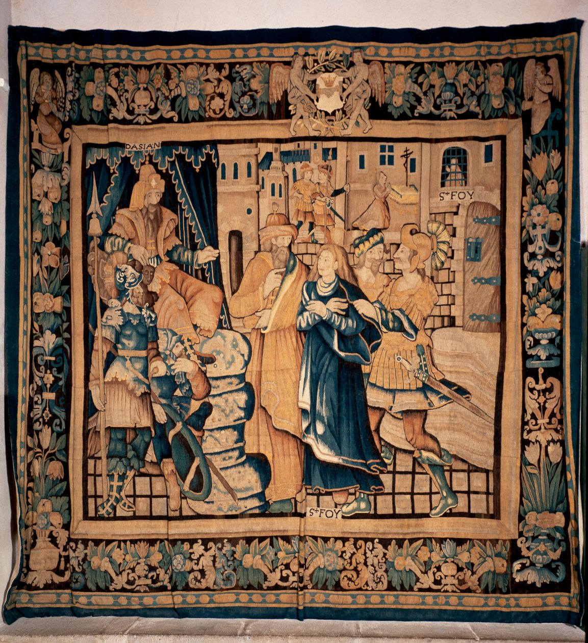 Pokladnice muzea Conques (Le Trésor de Conques). Vlámský gobelín. Historie Sainte Foy. 16. století (?). od Flemish School