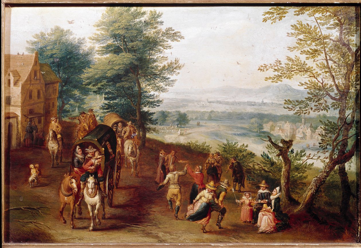 Country tanec Vesnická párty scéna. Malba vlámské školy. Lisabon 17. století, Museo di Arte Antica od Flemish School