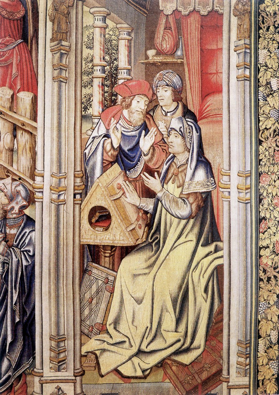 Davidova opona (detail), faksimile z Tapisérie bruselské školy (1510-1515). od Flemish School