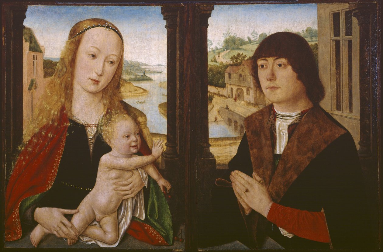 Diptych - Panna a dítě a dárce, c.1490-1500 od Flemish School