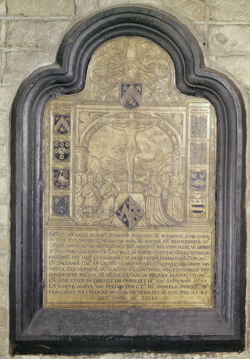 Epitaf Francoise van Wychhuuse, konec šestnáctého století (mosaz) od Flemish School