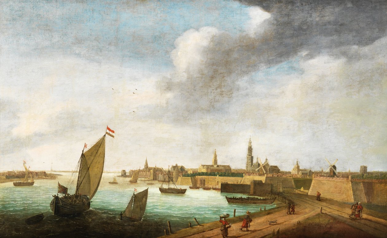 Vlámský pohled na Antverpy ze 17. století od Flemish School