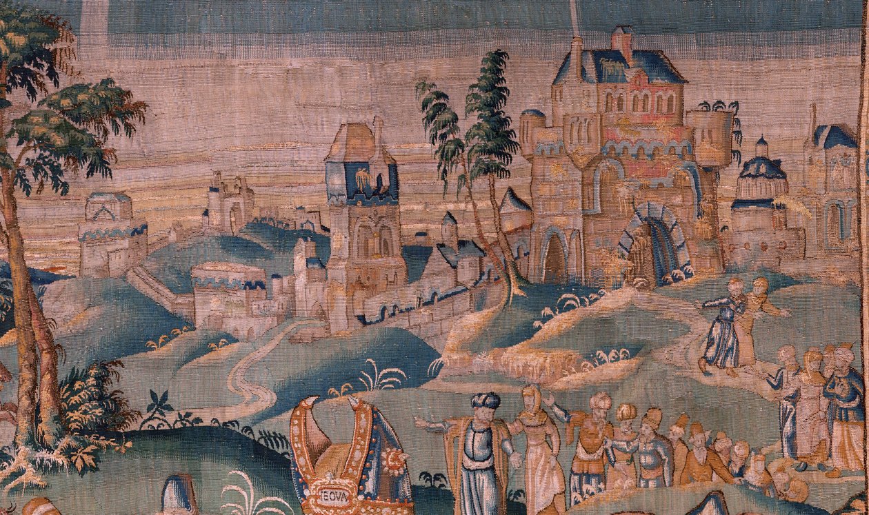 Vlámský gobelín. Alexander před veleknězem Iaddo (Alexander před veleknězem Iaddem). Ateliér Oudenaarde. Rozměry 374 x 447 cm. Inv(830-B)4 00010. 17. stol. od Flemish School