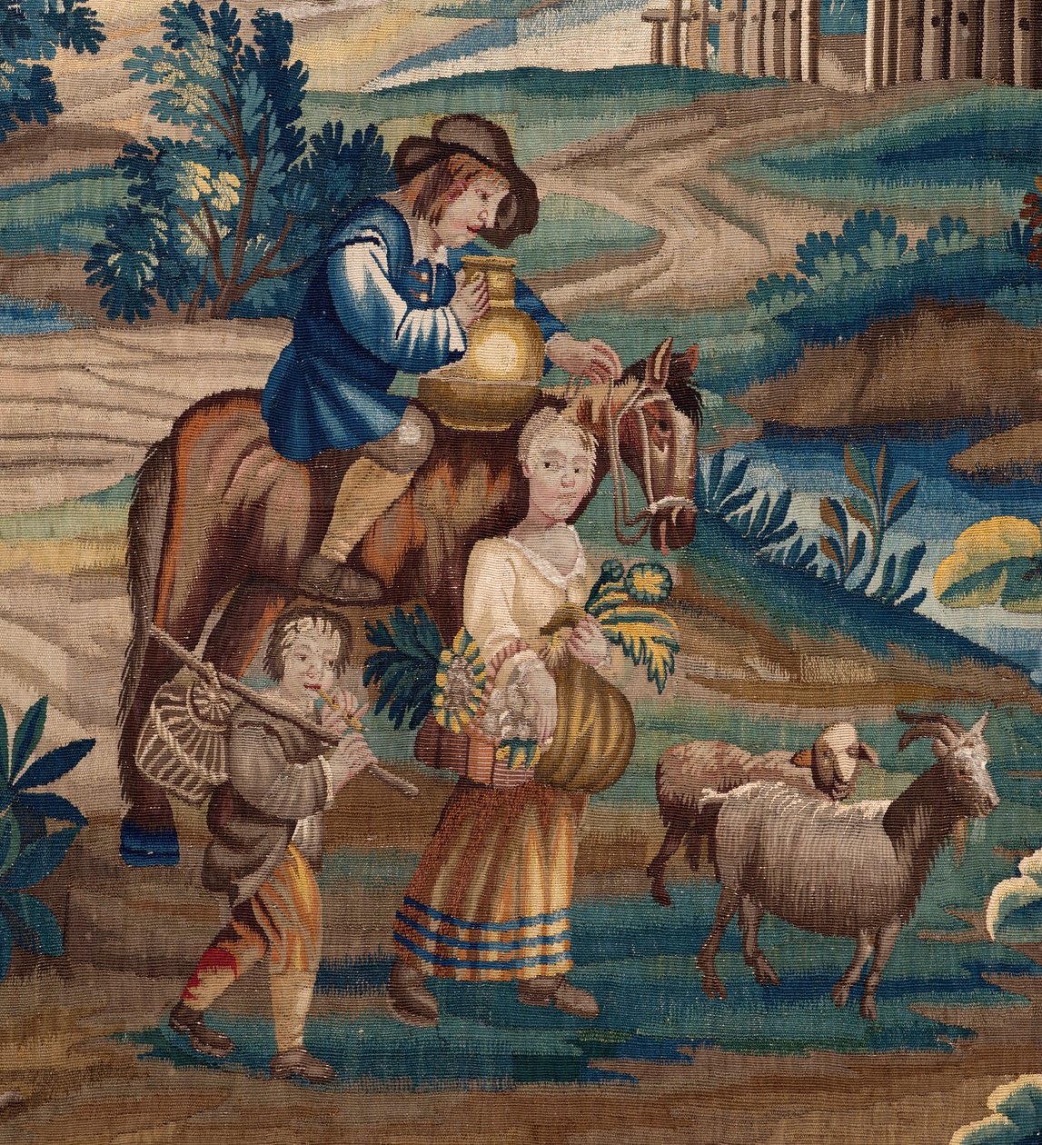 Vlámský gobelín. Konec 17. století. Majetek kostela Sint-Walburgakerk Oudenaarde (Dekenij van de Sint-Walburga). od Flemish School