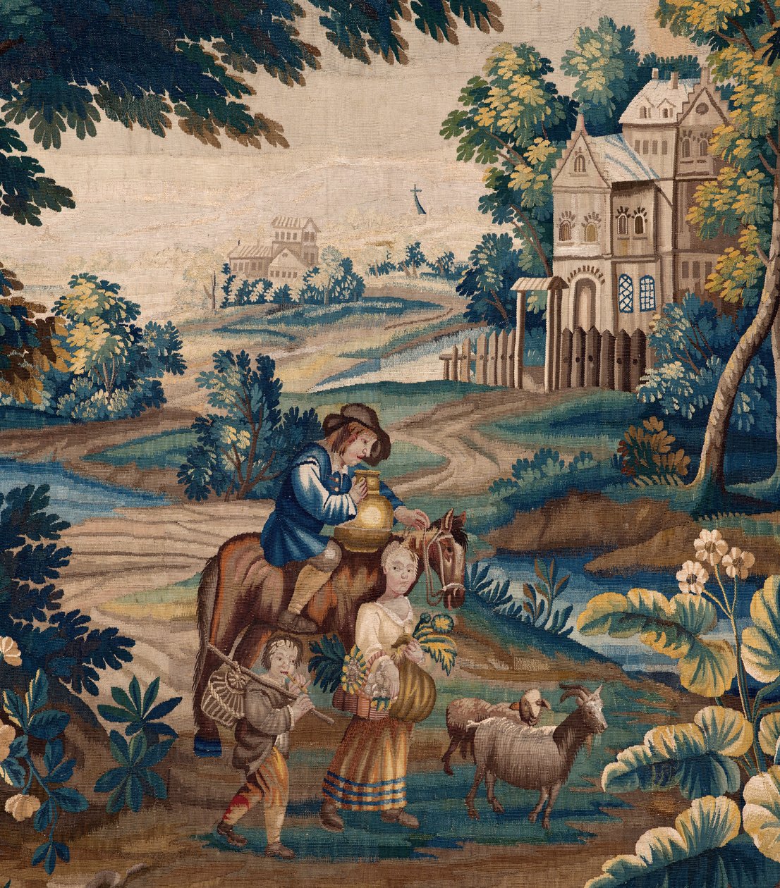 Vlámský gobelín. Konec 17. století. Majetek kostela Sint-Walburgakerk Oudenaarde (Dekenij van de Sint-Walburga). od Flemish School