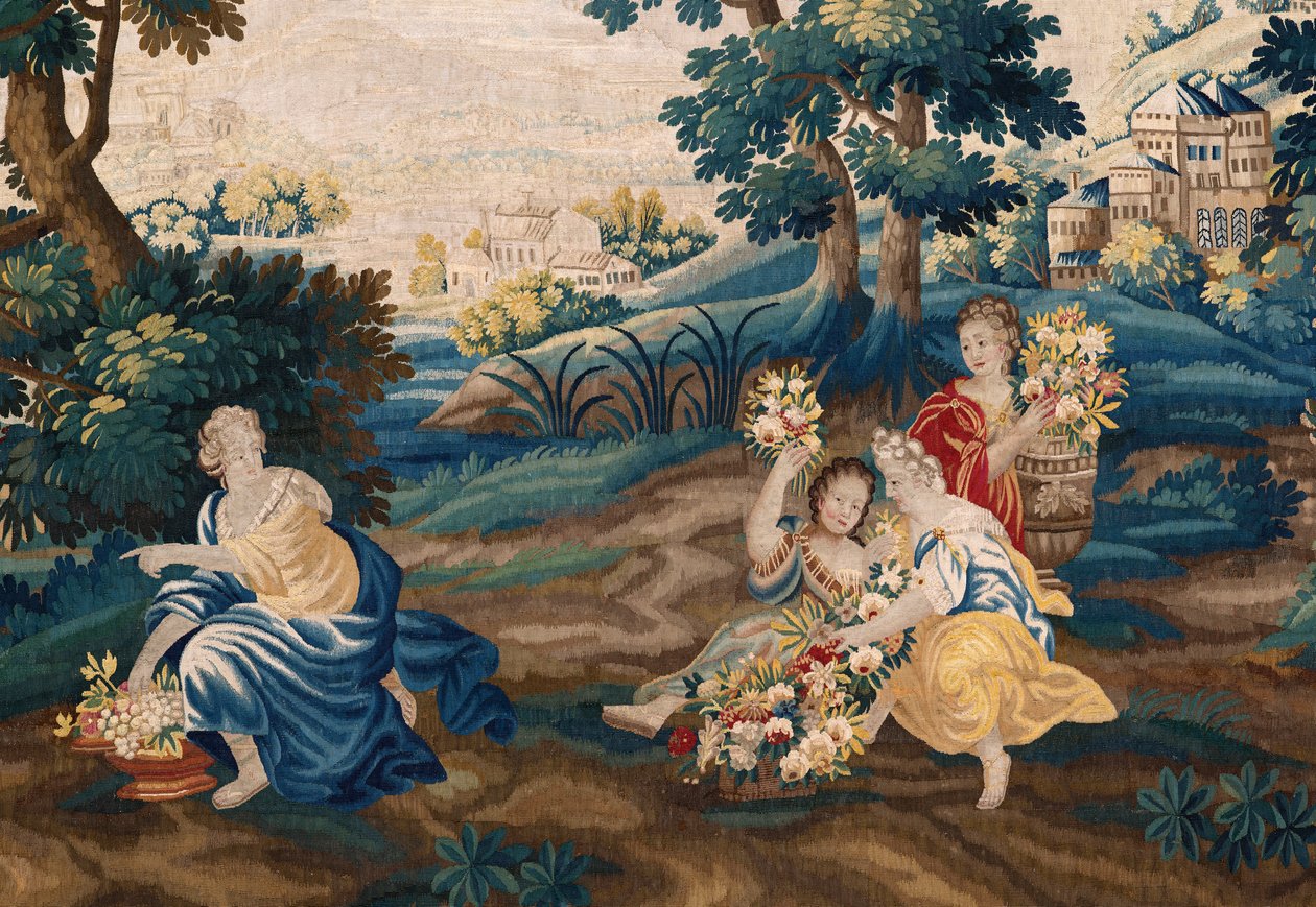 Vlámský gobelín. Konec 17. století. Majetek kostela Sint-Walburgakerk Oudenaarde (Dekenij van de Sint-Walburga). od Flemish School