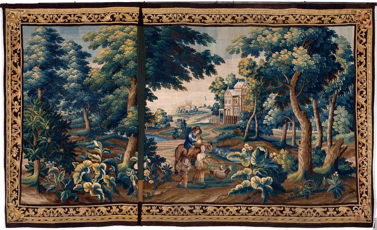 Vlámský gobelín. Konec 17. století. Majetek kostela Sint-Walburgakerk Oudenaarde (Dekenij van de Sint-Walburga). od Flemish School