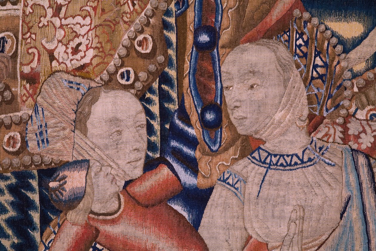 Vlámský gobelín. Průjezd Rudým mořem (Paso del Mar Rojo). Cca 1490. Detail. od Flemish School