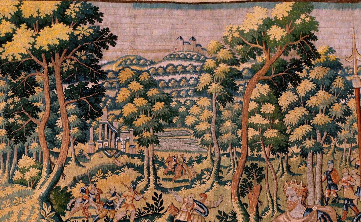 Vlámský gobelín. Seriál Příběh Cyruse. Ne II Astyages uznává Cyrus (Ciro reconocido por Astiages). Anonymní, založené na Michiel Coxcie. Ateliér Antverpy. Hedvábí a vlna. Cca 1590. od Flemish School