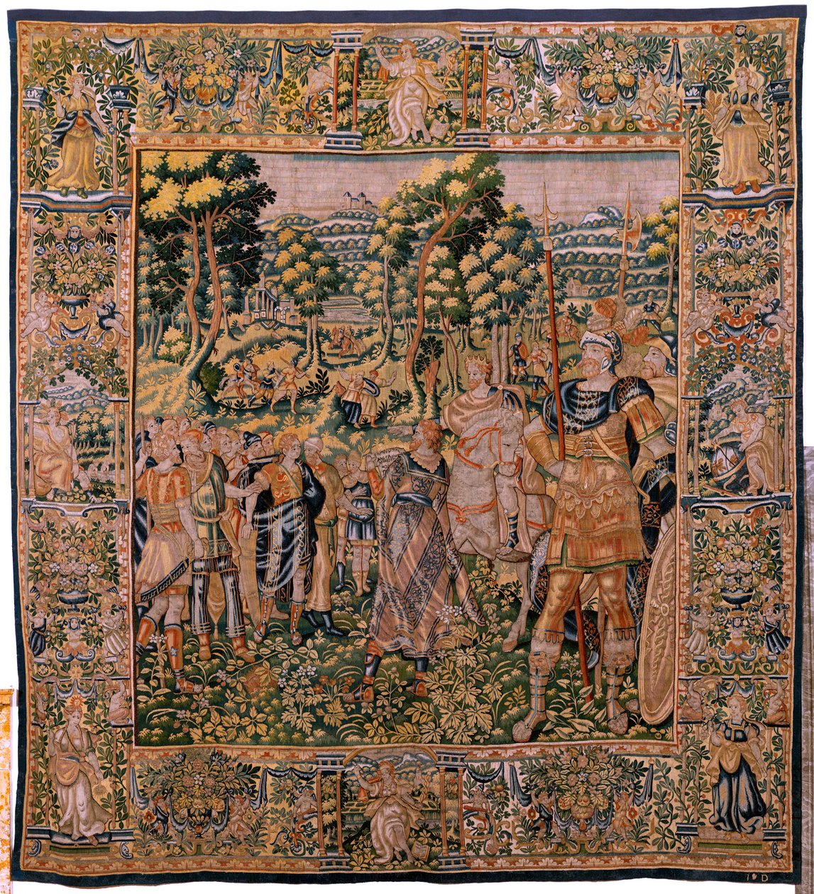 Vlámský gobelín. Seriál Příběh Cyruse. Ne II Astyages uznává Cyrus (Ciro reconocido por Astiages). Anonymní, založené na Michiel Coxcie. Ateliér Antverpy. Hedvábí a vlna. Cca 1590. od Flemish School