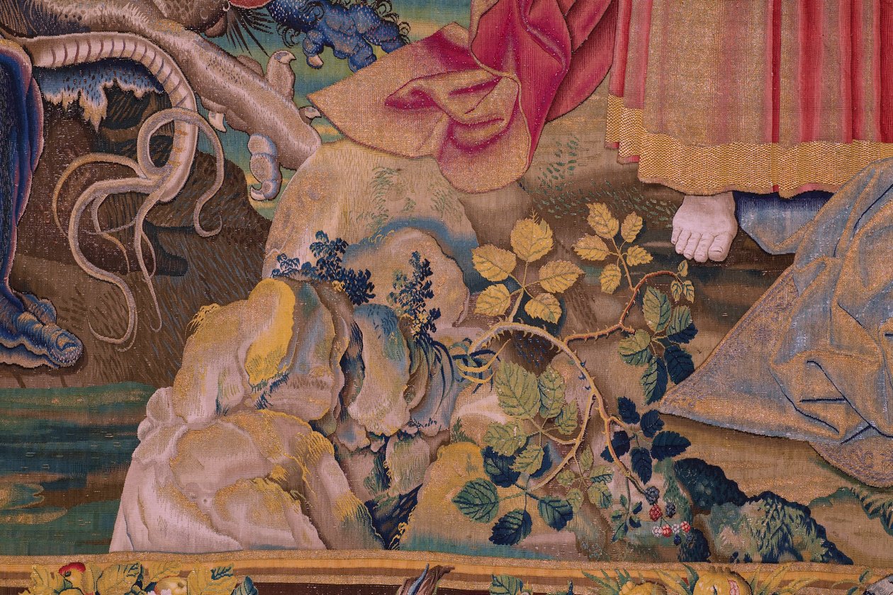 Vlámský gobelín. Seriál Apokalypsa: Svatý Michael porazil draka. Ateliér Willem Dermoyen, Brusel. Přibližně 1553-1555. Detail. od Flemish School