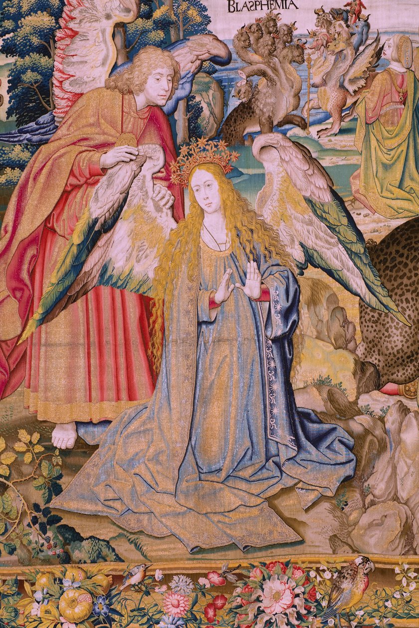Vlámský gobelín. Seriál Apokalypsa: Svatý Michael porazil draka. Ateliér Willem Dermoyen, Brusel. Přibližně 1553-1555. Detail. od Flemish School