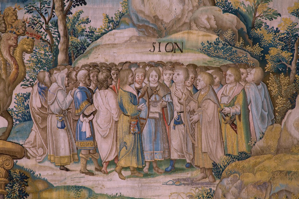 Vlámský gobelín. Seriál Apokalypsa: Svatý Michael porazil draka. Ateliér Willem Dermoyen, Brusel. Přibližně 1553-1555. Detail. od Flemish School