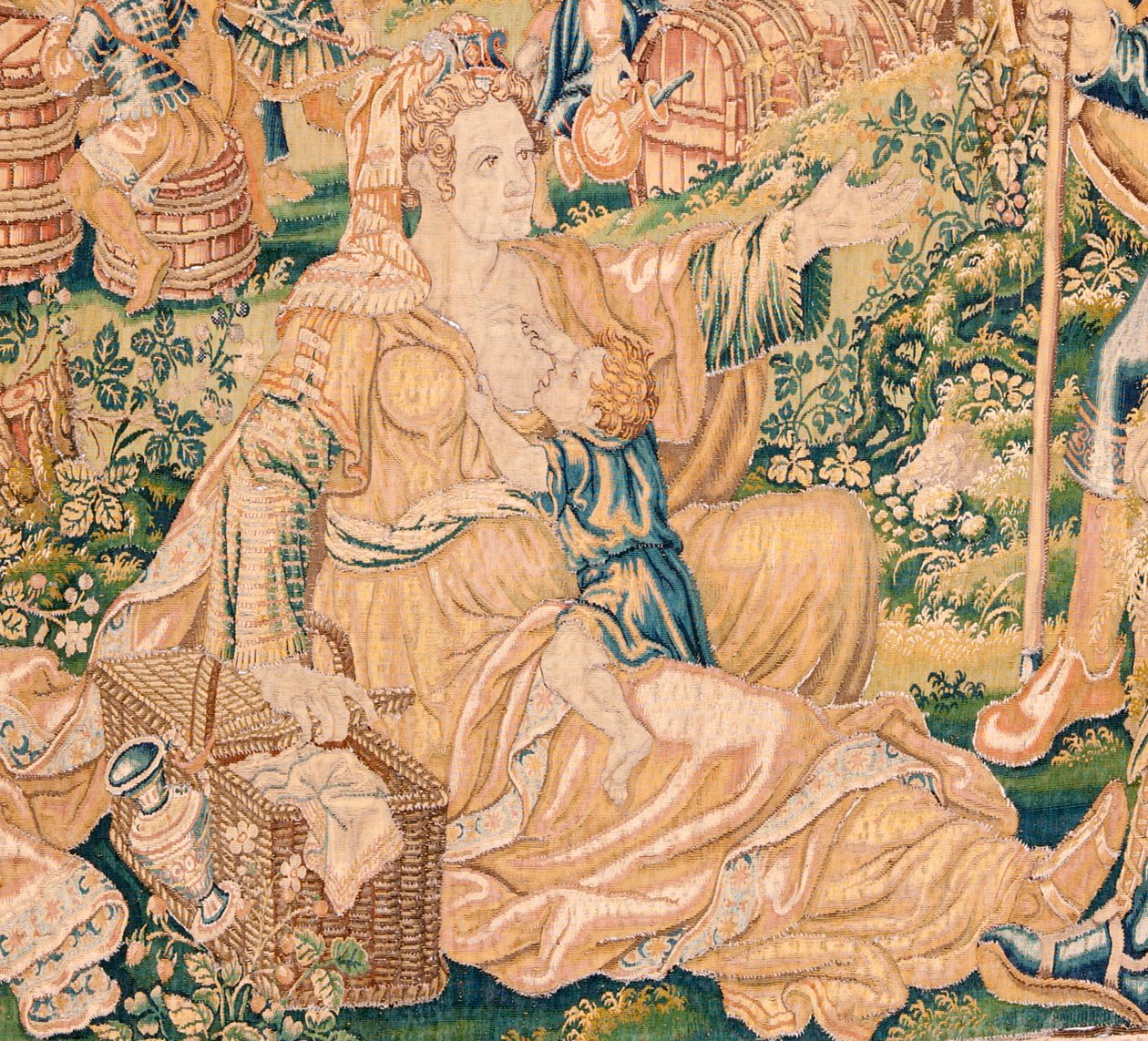 Vlámský gobelín. Série Kniha Judita. Stětí hlavy Holoferna (La decapitación de Holofernes). Sedmá tapisérie v sérii. Výroba Nizozemsko, Brusel(?). Druhá polovina 16. století. Tkanina Vlna. Umístění Kostel svatého Mikuláše od Flemish School