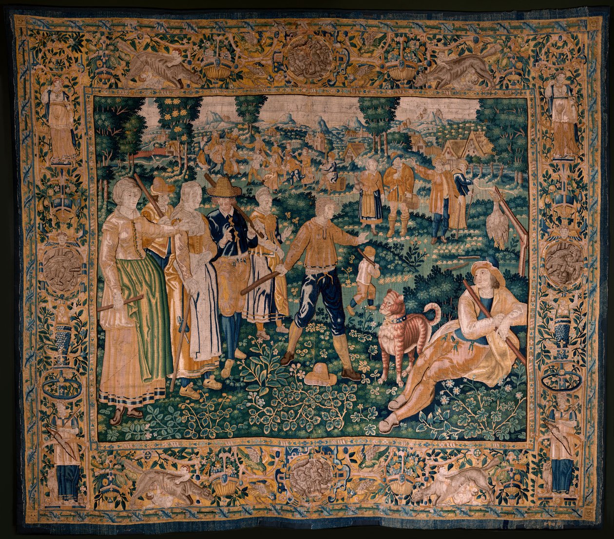 Vlámský gobelín. Hra na husu. Ateliér Oudenaarde. Rozměry 341 x 395 cm. Inv (83058)-7 / 0008. 17. stol. od Flemish School
