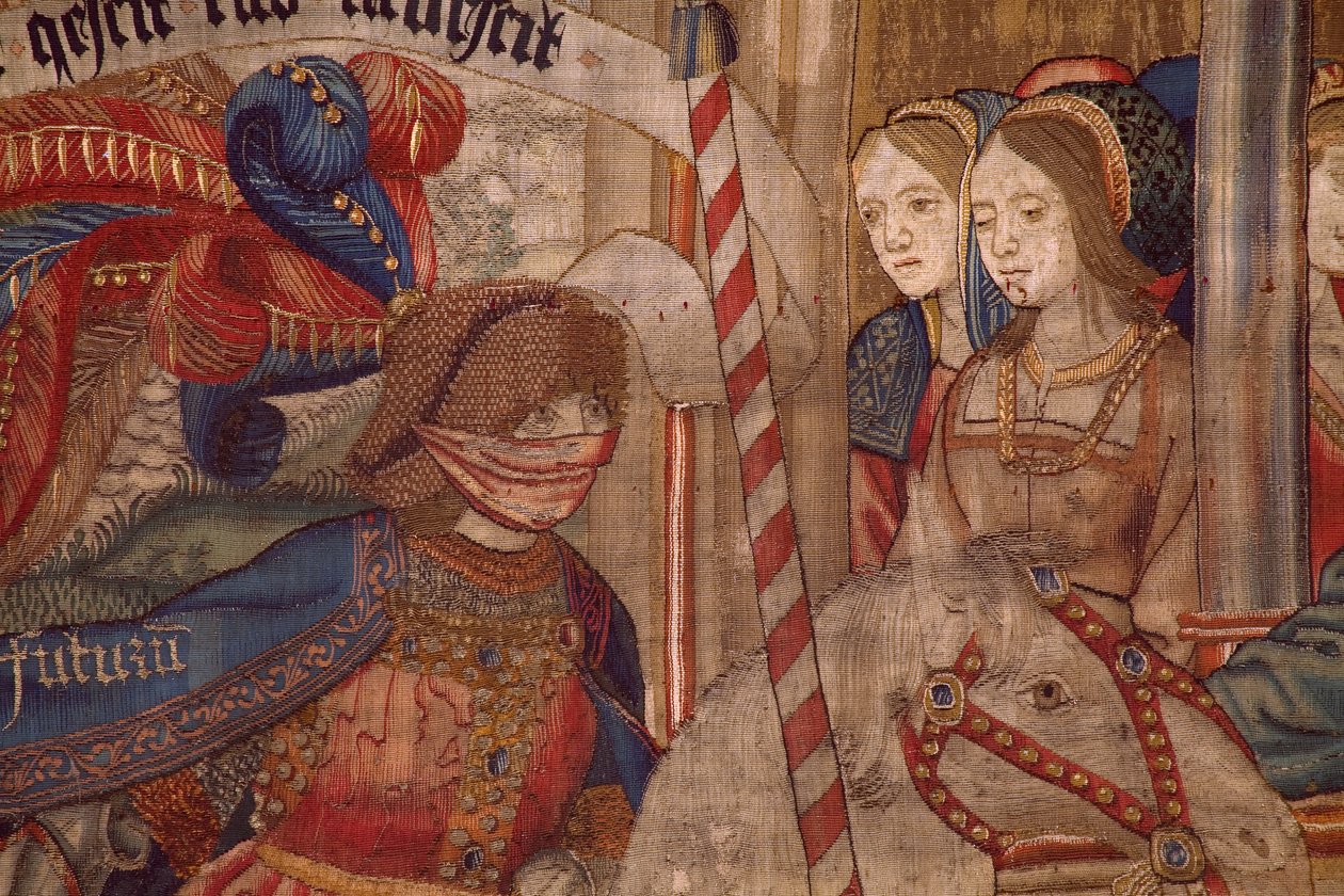 Vlámský gobelín. Triumf času (De triomf van de Tijd, El triunfo del Tiempo). Vlna a hedvábí. Rozměry 347 x 342 cm. Soukromá sbírka. Cca 1504. Detail. od Flemish School