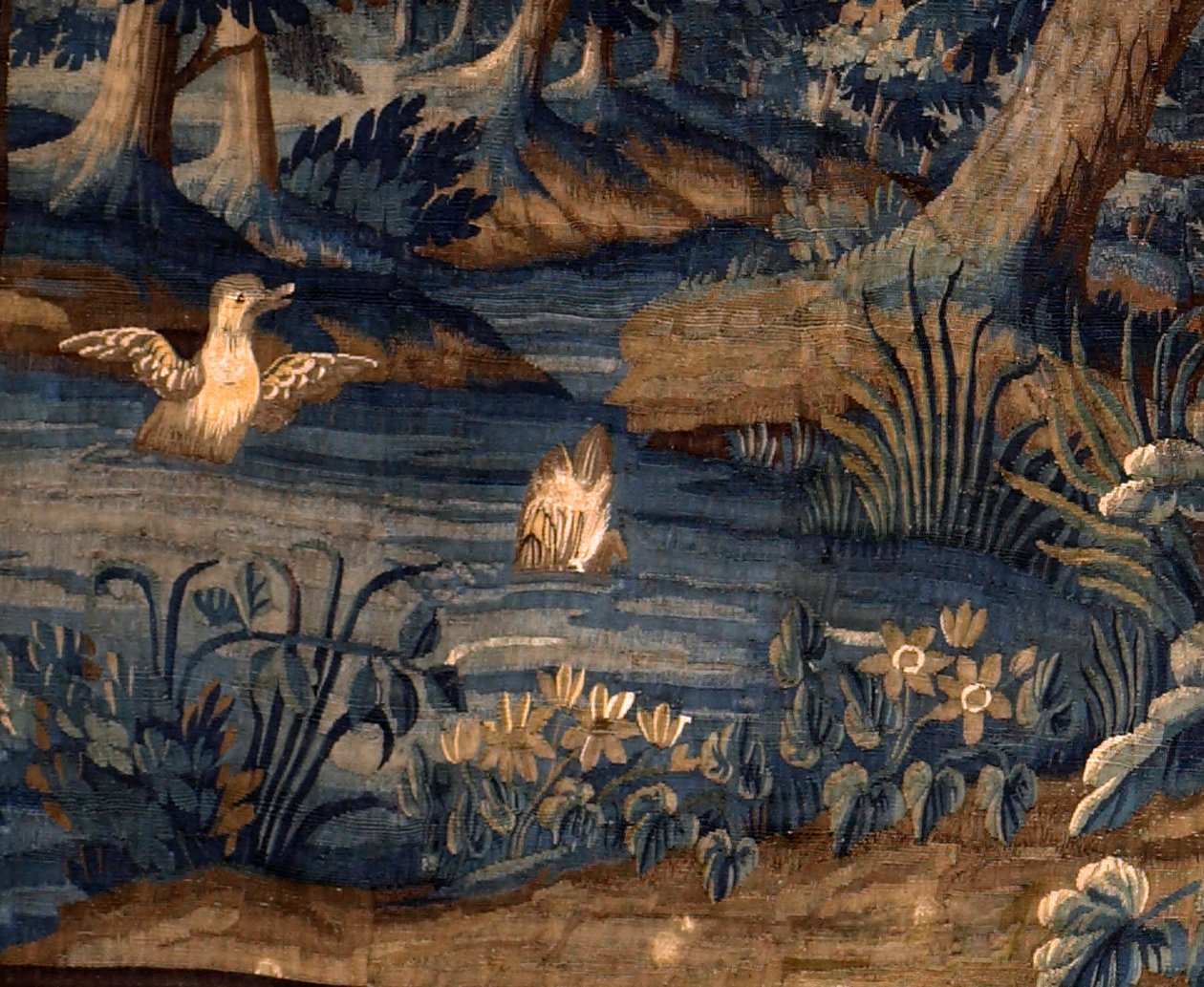 Vlámský gobelín. vydržet. Konec 17.-začátek 18. století. Majetek kostela Sint-Walburgakerk Oudenaarde (Dekenij van de Sint-Walburga). Detail. od Flemish School