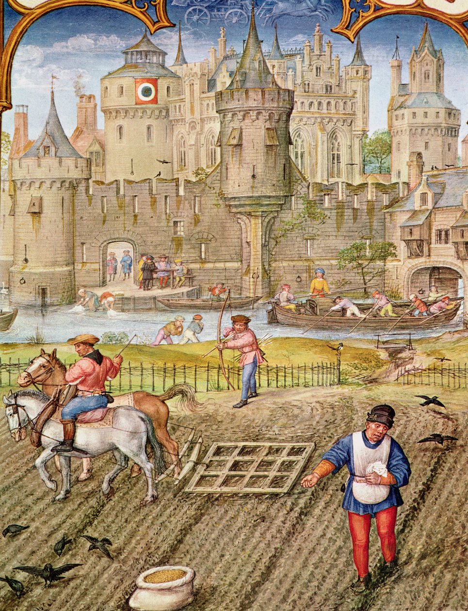 Fol.10v Měsíc říjen: Setí, z Breviarium Grimani, c.1515 od Flemish School