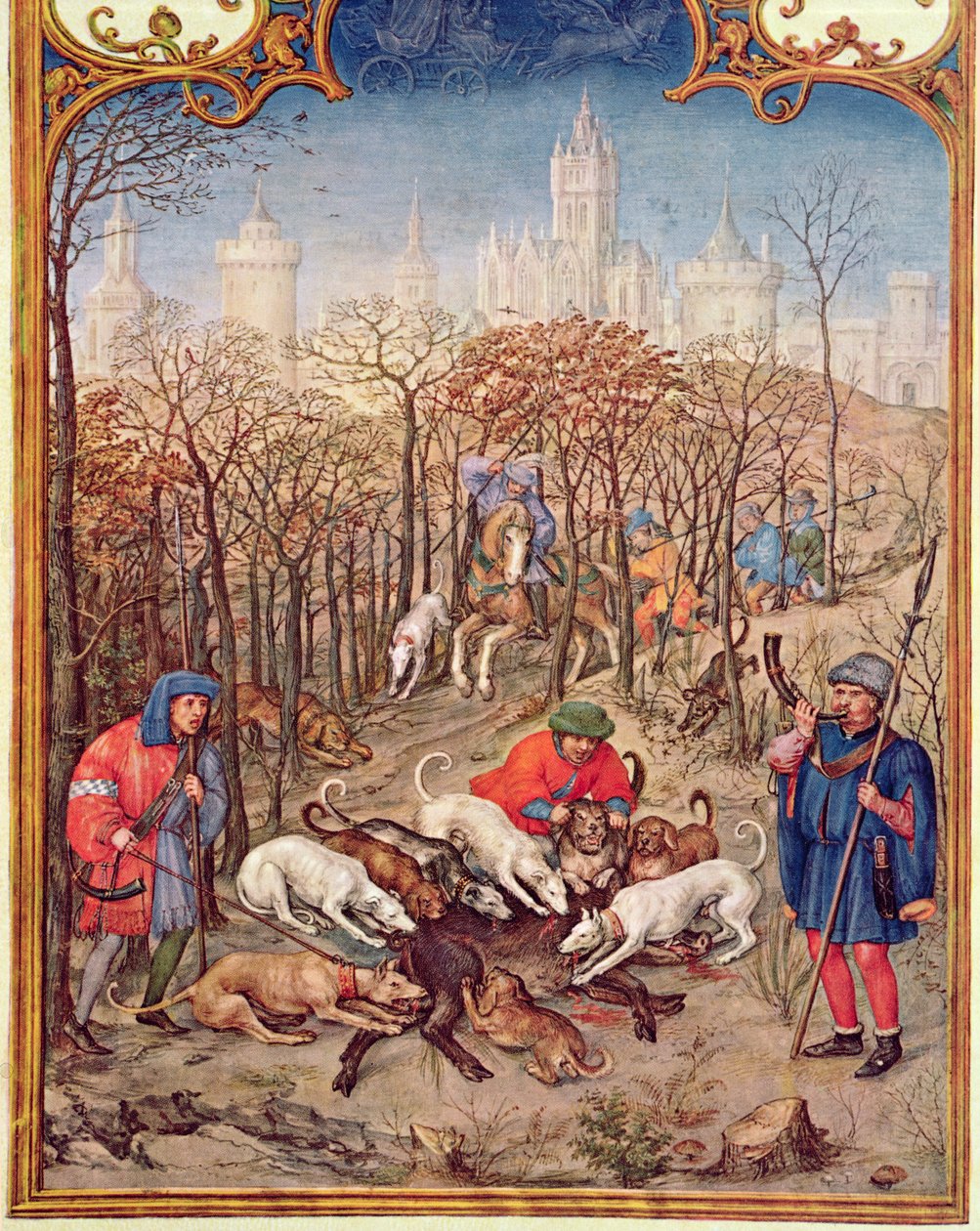 Fol.12v Měsíc prosinec: Lov divokého kance, z Breviarium Grimani, asi 1515 od Flemish School