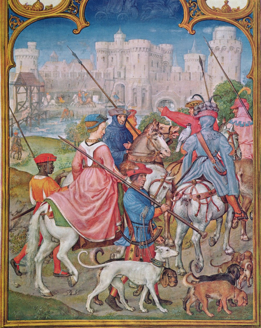 Fol.8v Měsíc srpna: Odjezd na lov, z Breviarium Grimani, kolem roku 1515 od Flemish School