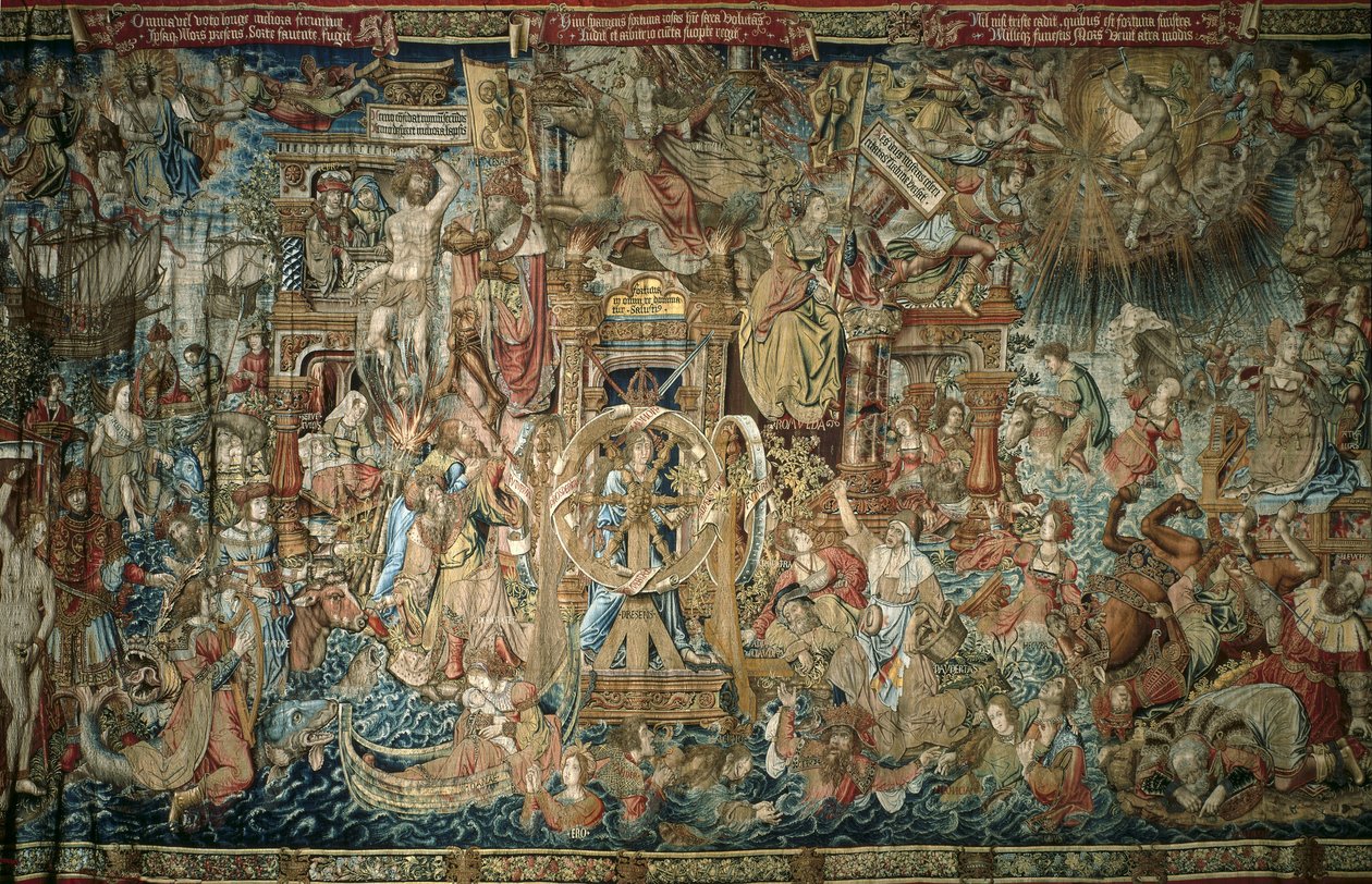 Fortuna (1520-1525), tapiserie ze série Čestný palác v Granja de San Ildefonso - AELST III, Pieter van (asi 1495-1555). Fortuna. 16. v. Španělsko. KASTILIE A LEÓN. Real Sitio de San Ildefonso. Královský palác La Granja de San Ildefon od Flemish School