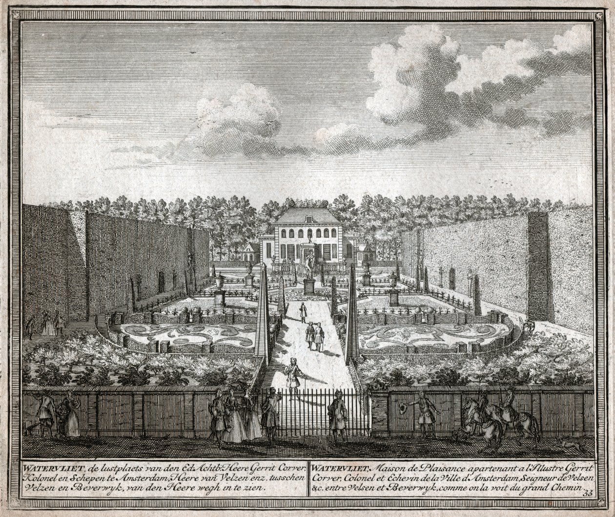 Francouzská zahrada. (rytina od Flemish School