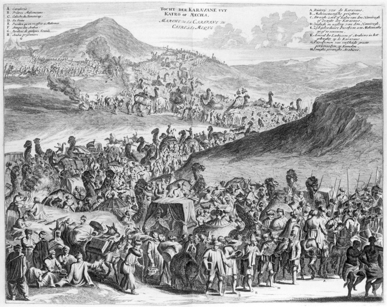 Karavana Hajj z Káhiry do Mekky, z Description de lAfrique od O. Dappera, 1686 od Flemish School