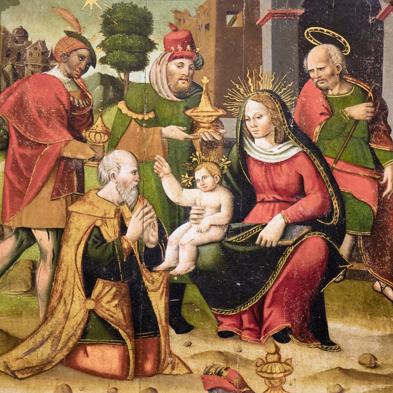 Svatá rodina a tři mudrci od Flemish School