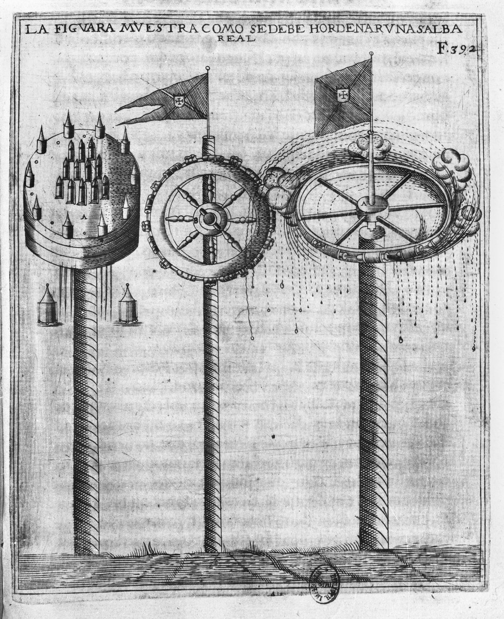 Jak vypálit královský pozdrav, ilustrace z Tratado de Artilleria od Diega Ufana, Brusel, 1613 od Flemish School