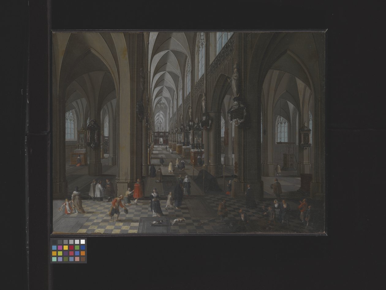 Interiér antverpské katedrály (olej na plátně) od Flemish School