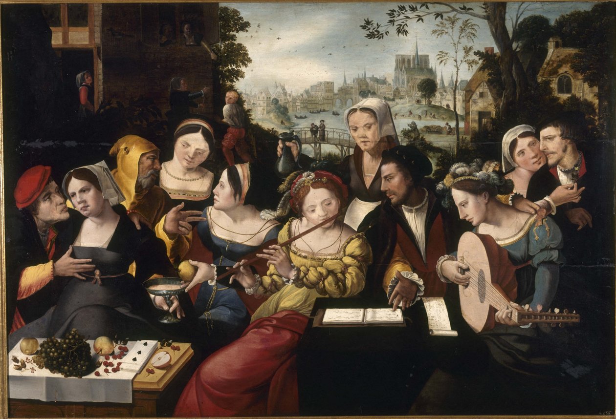 Marnotratný syn mezi kurtizánami, asi 1530 (olej na dřevě) od Flemish School
