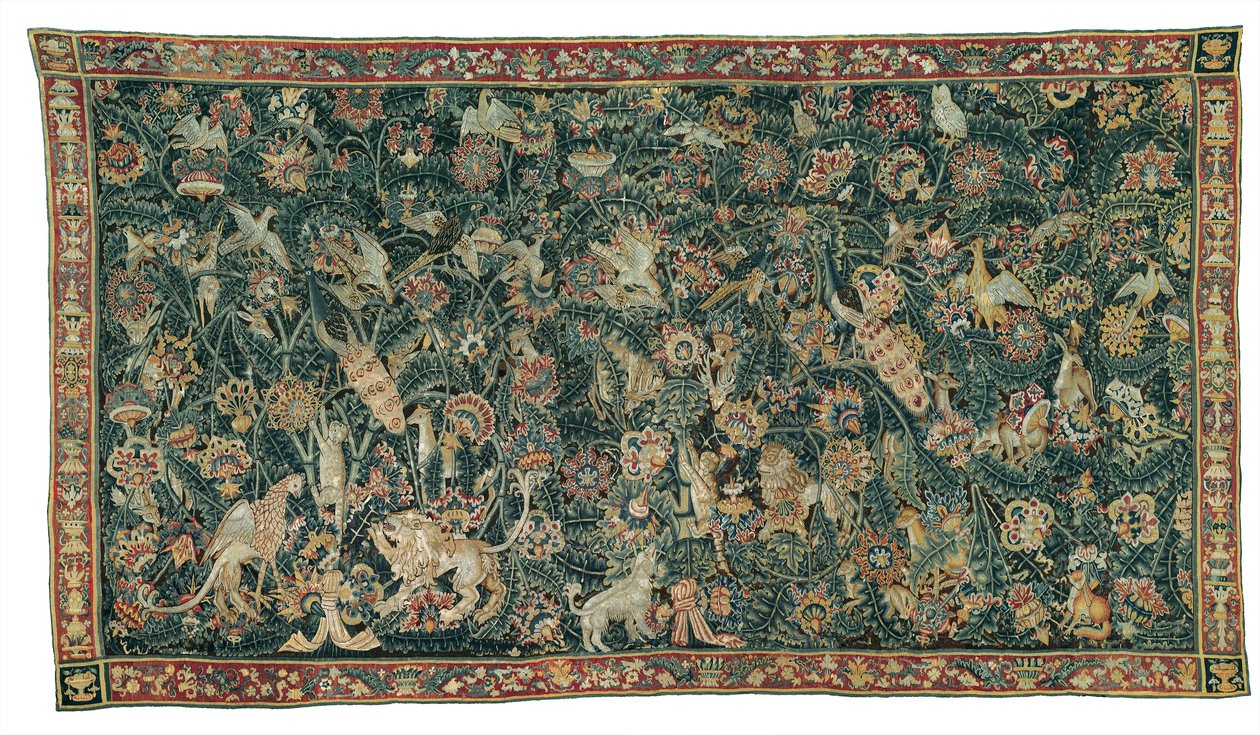 Velký list zeleň se zvířaty a ptáky, 1525-50 od Flemish School