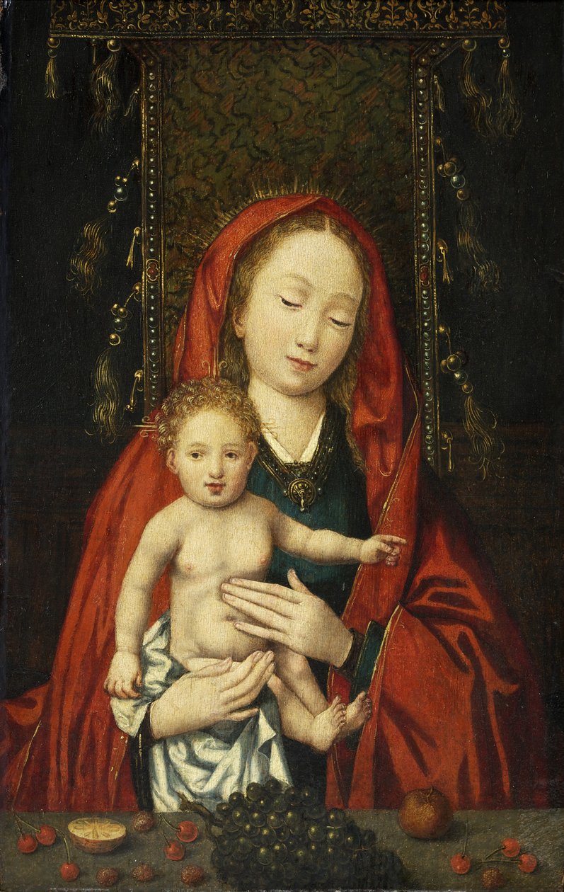 Madonna a dítě, cca 1500 (olej na panelu) od Flemish School