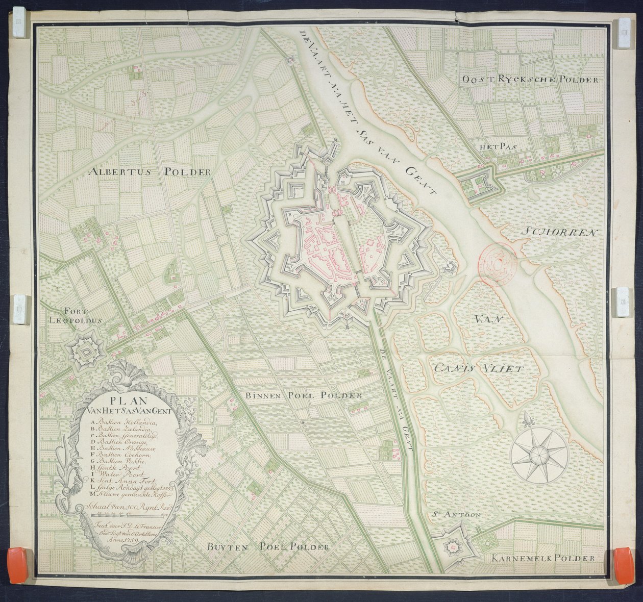 Mapa Sas de Gant a okolních oblastí, 1759 od Flemish School