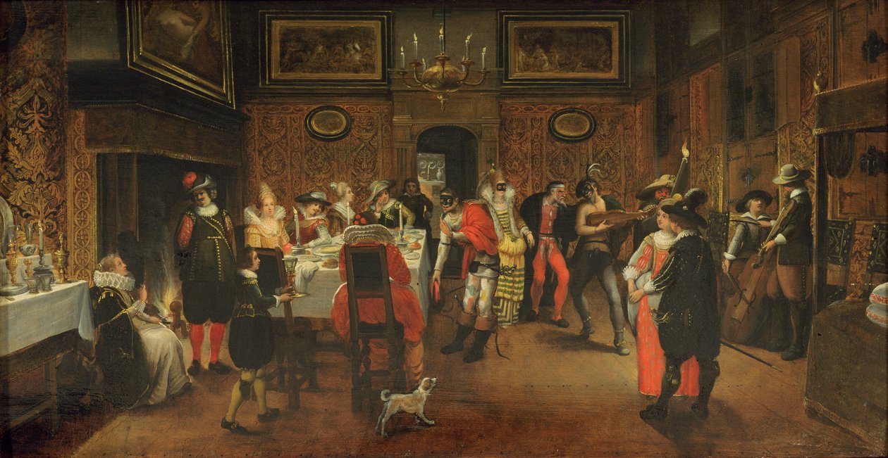 Maskovaní hosté s hudebníky (viz 254067) od Flemish School