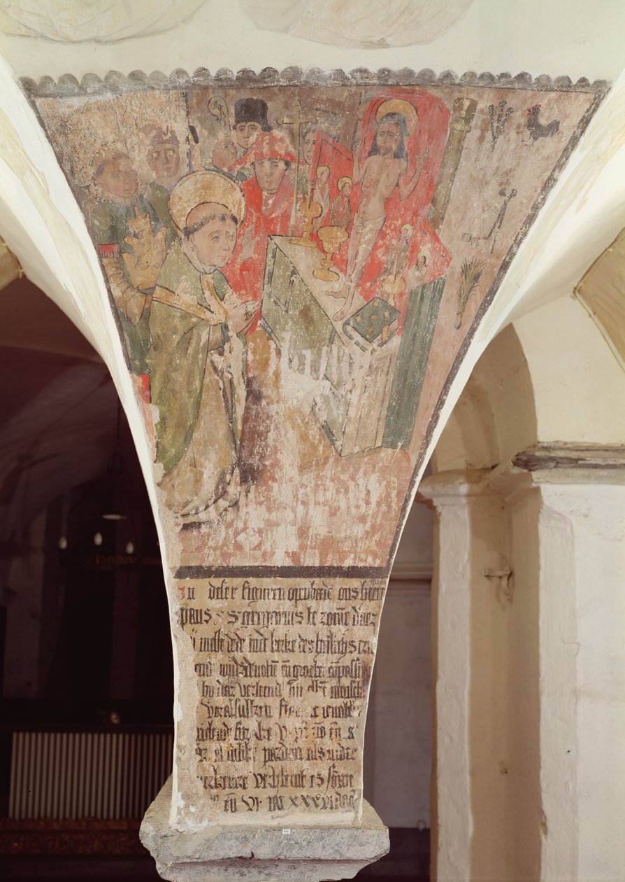 Mše sv. Řehoře, nástěnná malba z krypty od Flemish School
