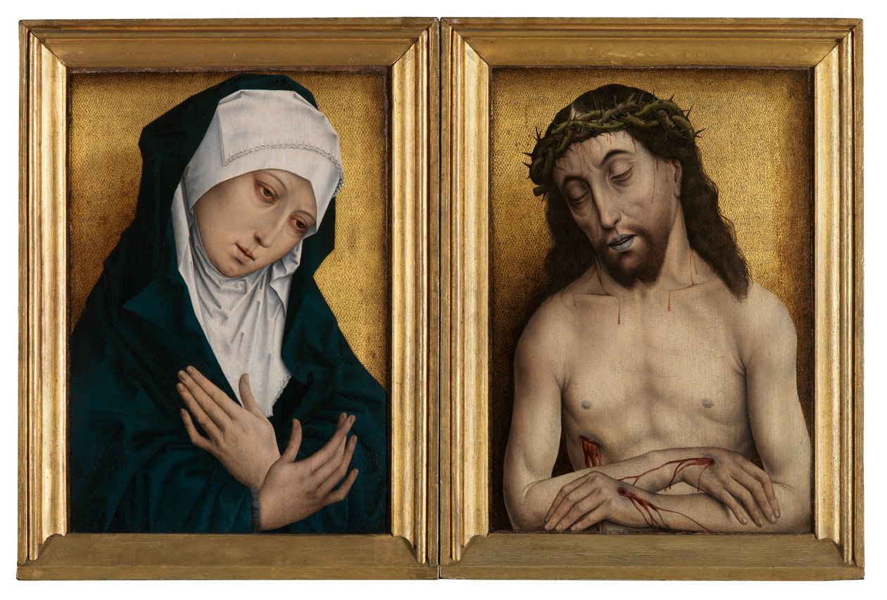 Mater Dolorosa a Muž bolesti (olej na panelu) od Flemish School