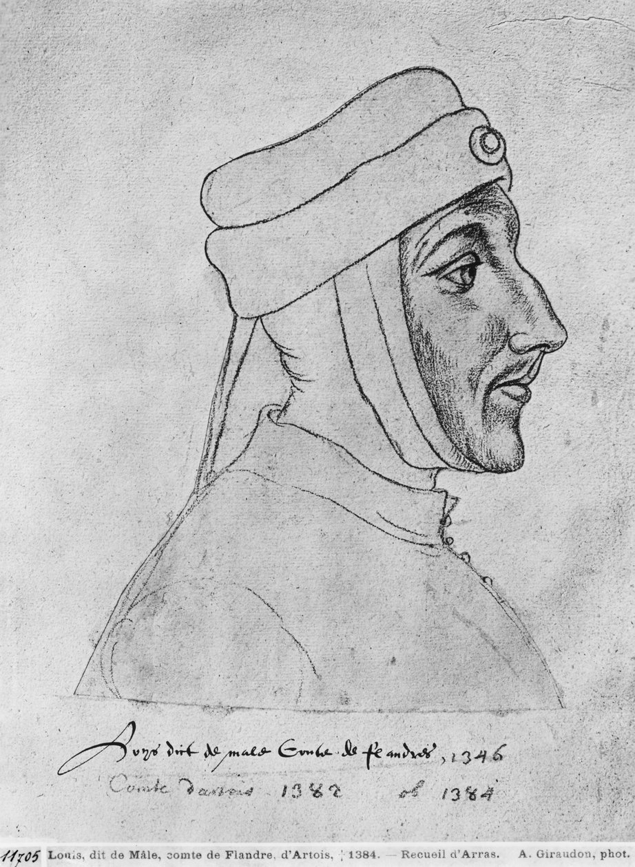 Ms 266 fol.54 Ludvík II. Flanderský, také Ludvík III. z Artois a Ludvík I. Palatinský Burgundský, známý jako Ludvík z Male, z „The Recueil d