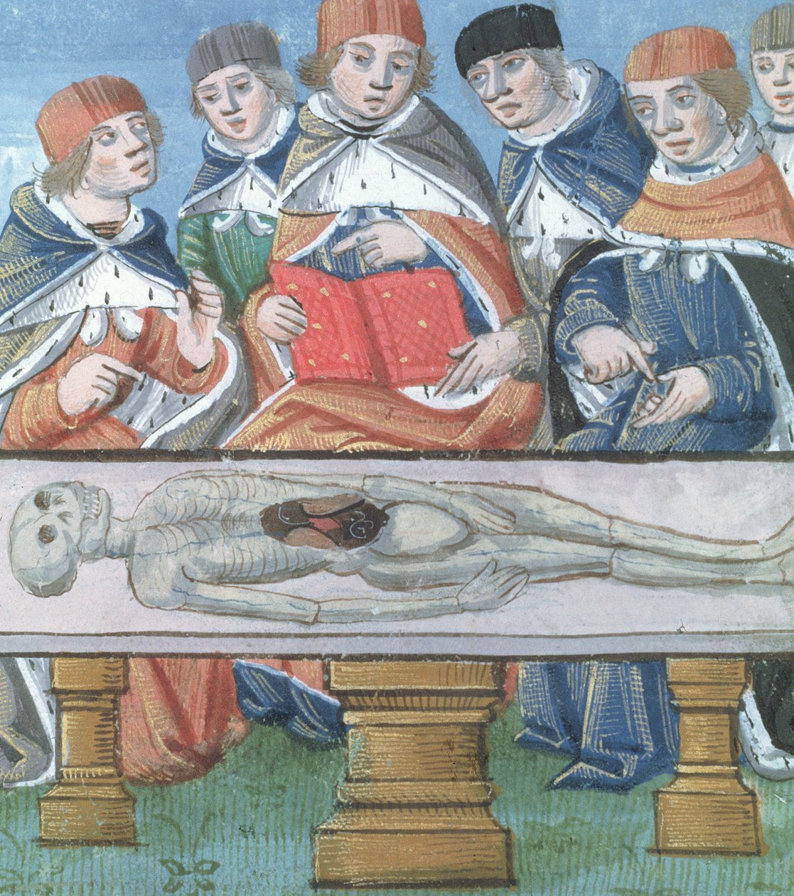 Paní Hunter 9 f.34r Dissection, z De Medina Fen I. II, od Avicenna (980-1037) od Flemish School