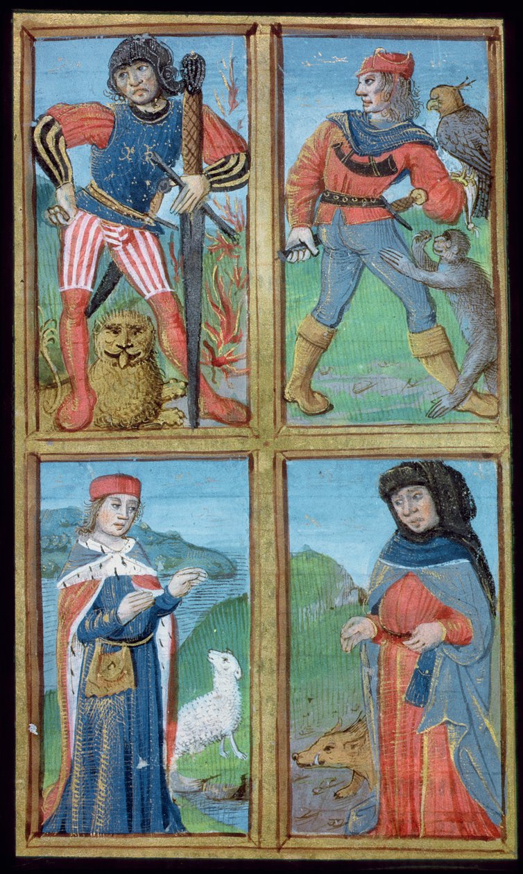 Paní Hunter 9 f.6r Knights and Noblemen, z De Medina Fen I. II, od Avicenna (980-1037) od Flemish School