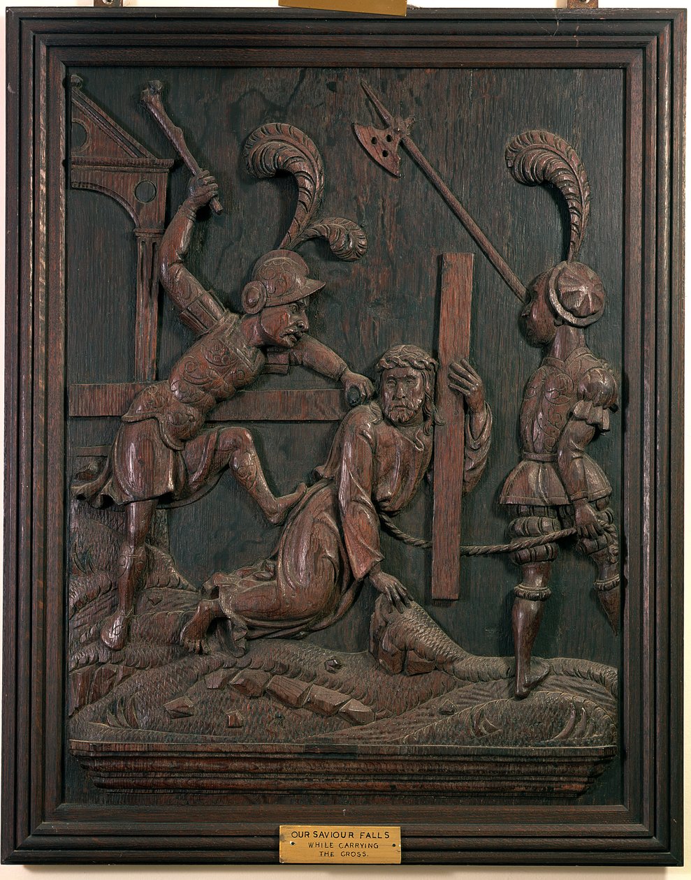 Náš Spasitel padá, když nese kříž, z kaple, kolem 1520 (dřevo) od Flemish School
