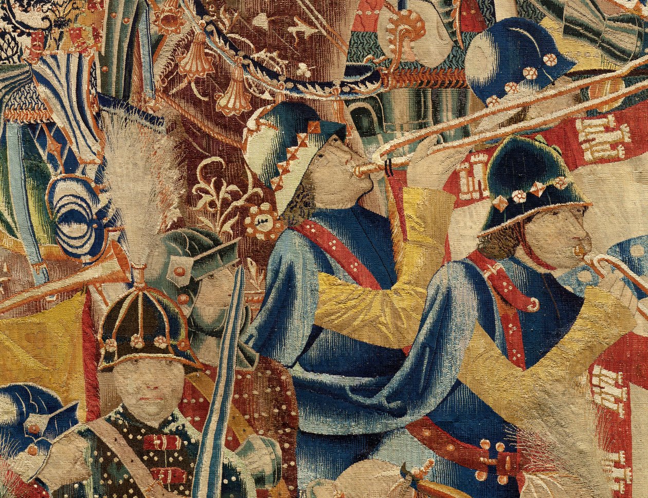 Farní muzeum tapisérií (Parish Museum of Pastrana Tapestries). Vlámský gobelín. Take of Asilah (Take of Asilah, Assault on Asilah, De inname van Arzila). Seriál Dobytí portugalského krále Alfonse I. Tournai. od Flemish School