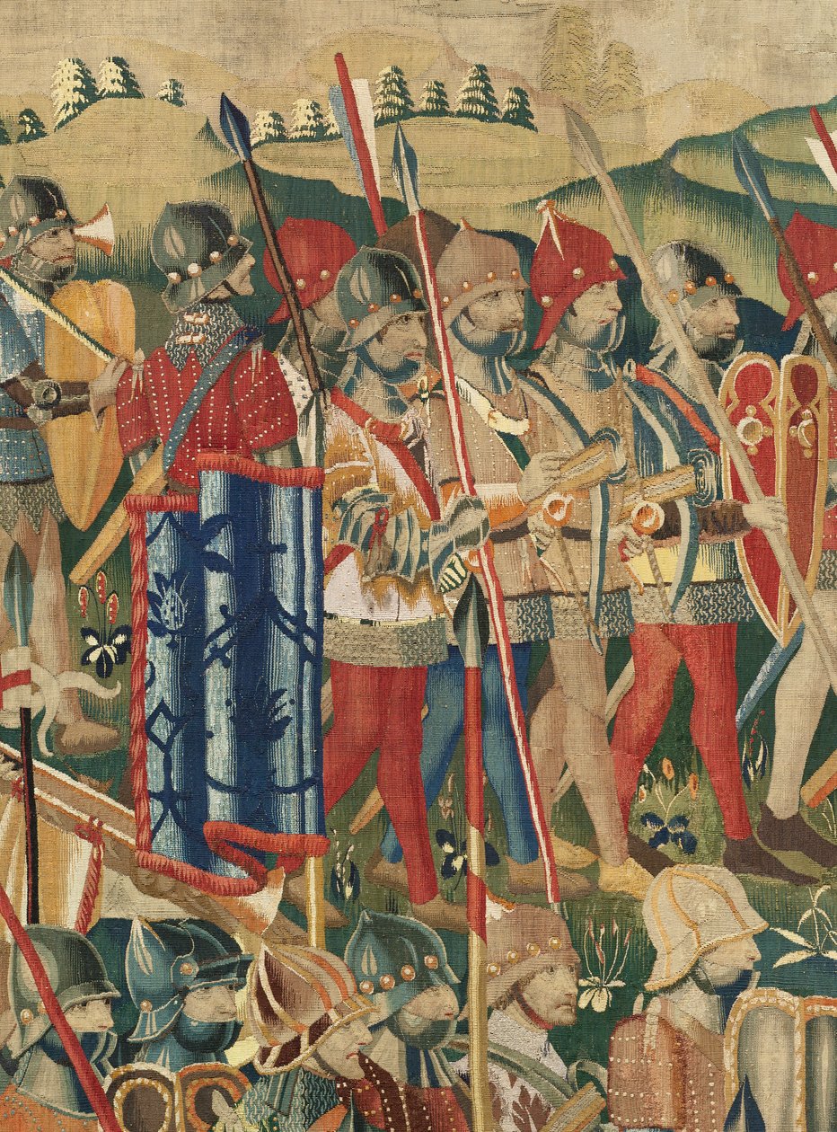 Farní muzeum tapisérií (Pastrana Parish Museum of Tapestries). Vlámský gobelín. Přistání v Arzila (přistání v Arzila, Desembarco a Arzila). Série Dobytí portugalského krále Alfonse I. (Dobytí portugalského krále Alfonse V.). Turnaj. Vlna od Flemish School
