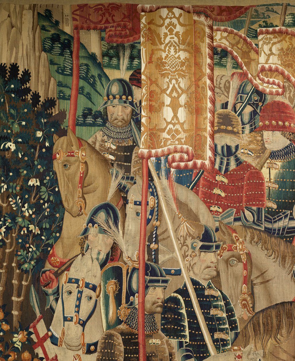 Farní muzeum tapisérií (Parish Museum of Pastrana Tapestries). Vlámský gobelín. Conquest of Tanger (Taking of Tanger, De inname van Tanger). Seriál Dobytí portugalského krále Alfonse I. Tournai. Vlna a hedvábí od Flemish School