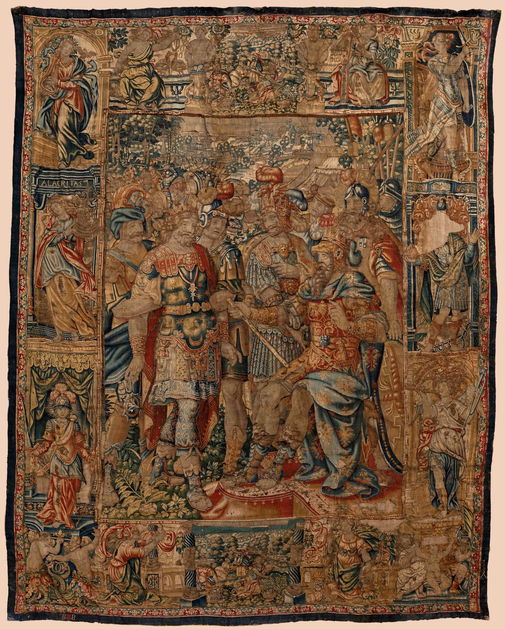 Farní muzeum tapisérií (Museo Parroquial de Tapices de Pastrana). Vlámský gobelín. Mladý Alexander svému otci Filipovi (El joven Alejandro ante su padre Filipo). Brusel. 16. století. Rozměry 328 x 407 cm. od Flemish School
