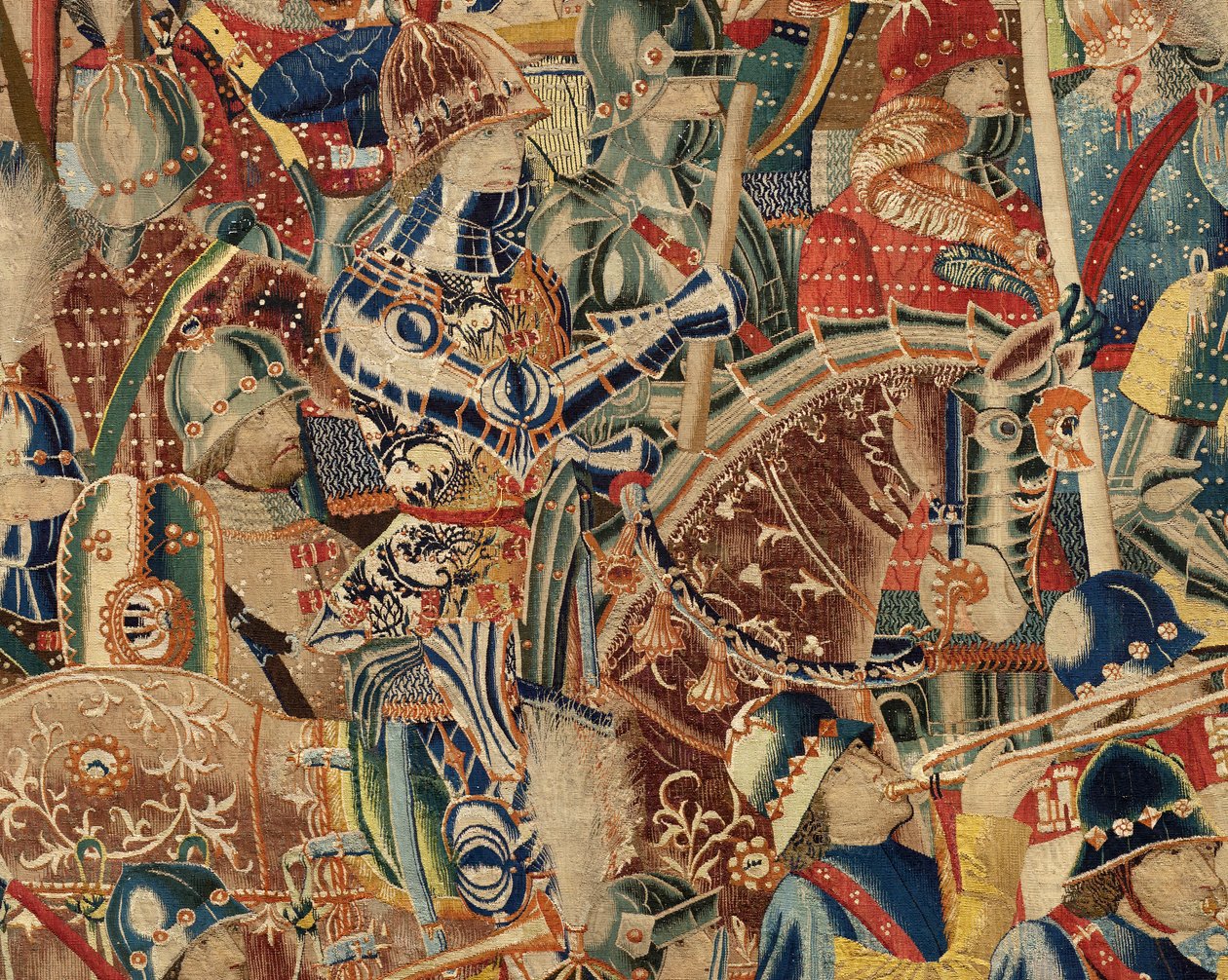 Farní muzeum tapisérií (Parish Museum of Pastrana Tapestries). Vlámský gobelín. Take of Asilah (Take of Asilah, Assault on Asilah, De inname van Arzila). Seriál Dobytí portugalského krále Alfonse I. Tournai. od Flemish School