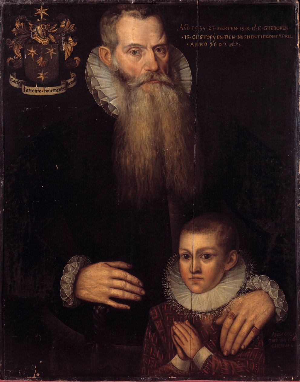 Portrét Charlese de Conde (1535-1602) a jeho syna Jana v roce 1592 Malba vlámské školy 17. století. Rozměr 0,81 x 0,64 m. Versailles, Musee des chateaux de Versailles et Trianon od Flemish School