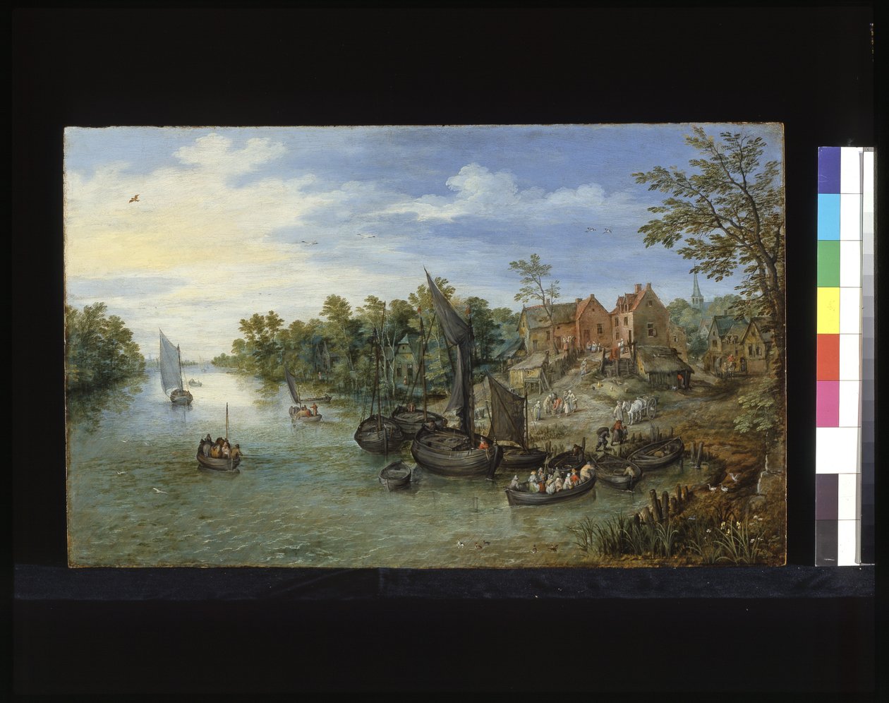 Říční krajina (olej na dřevě) od Flemish School