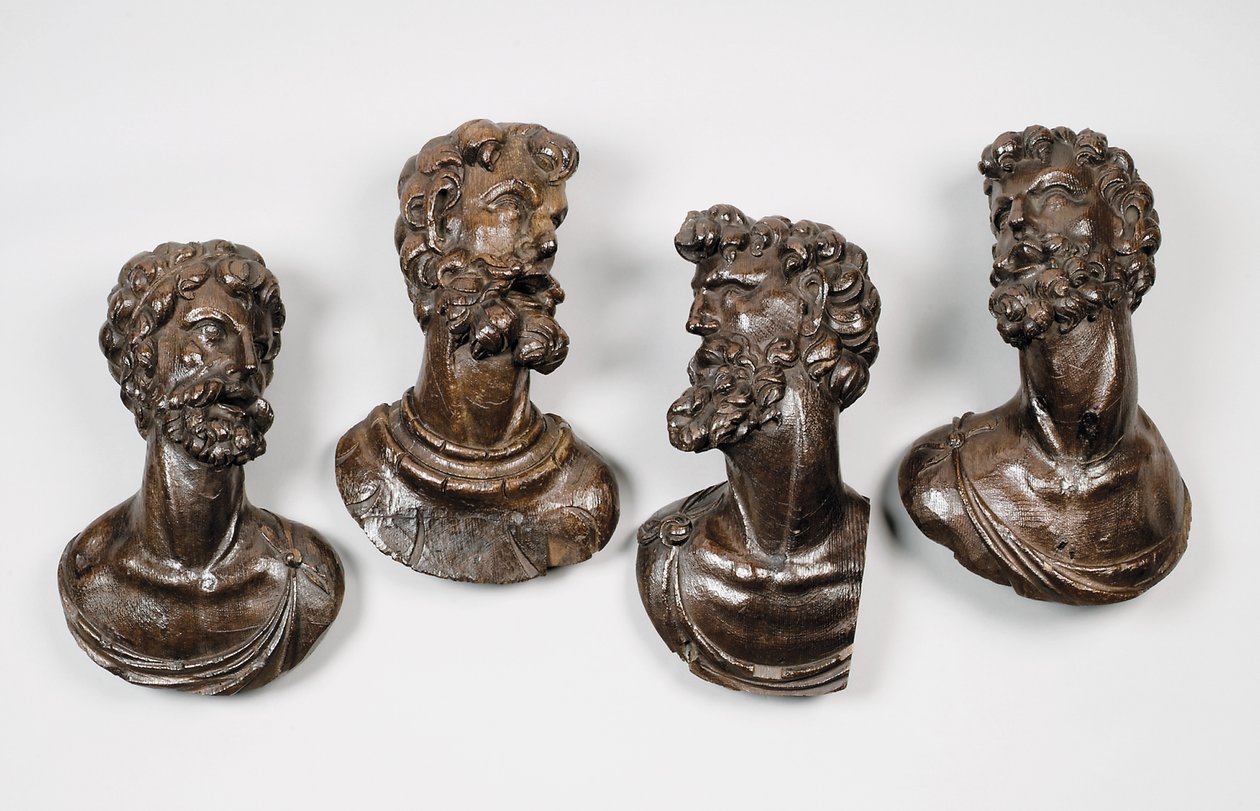 Soubor čtyř bust mužů, možná proroků, pravděpodobně Antverpy, polovina 16. století od Flemish School